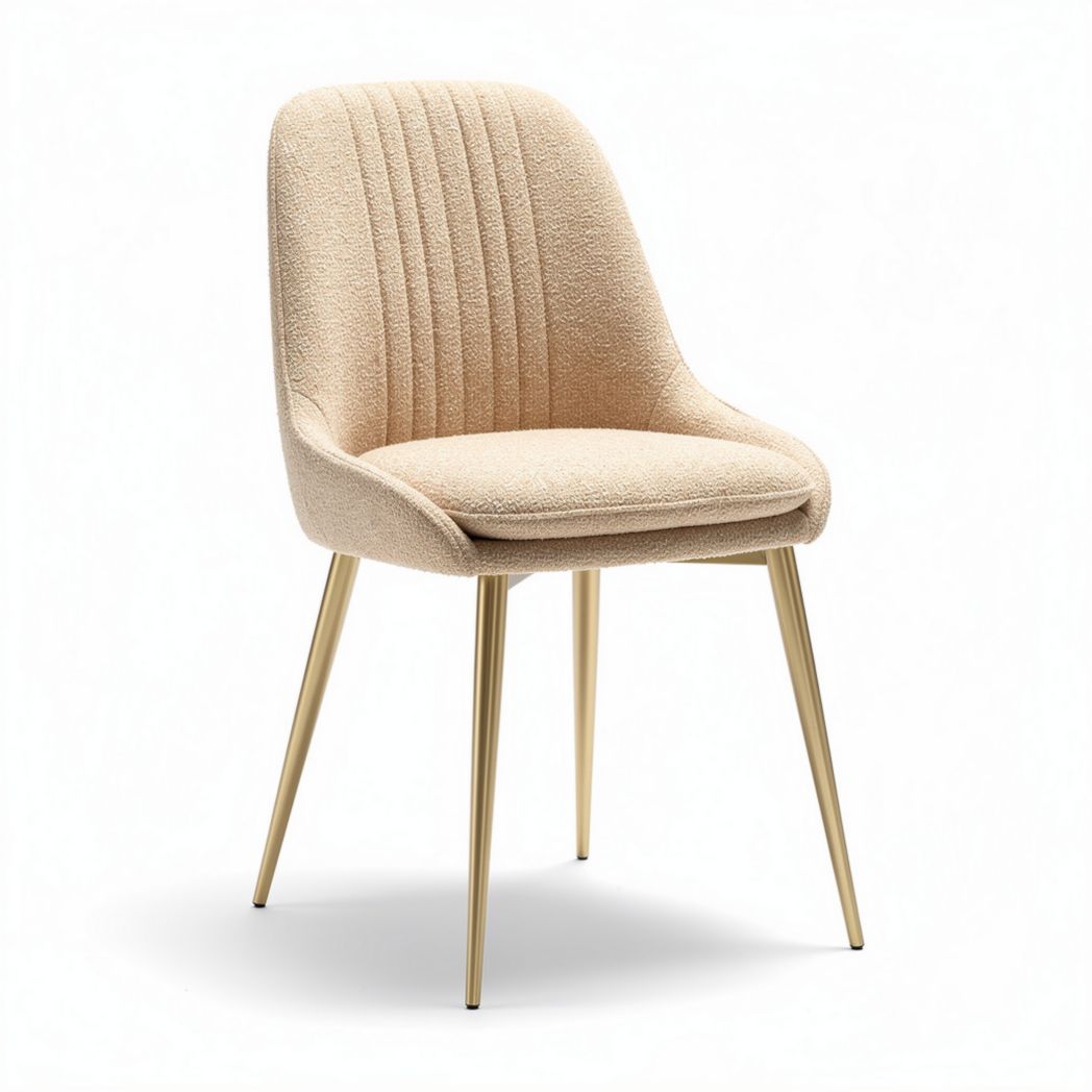 Upholstered dining chair in beige fabric with gold metal legs 45 x 50 x 80cm