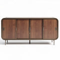 Wooden sideboard storage cabinet with four doors and metal legs 150 x 50 x 75cm
