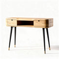 Modern wooden desk with two drawers and black metal legs 120 x 60 x 75cm