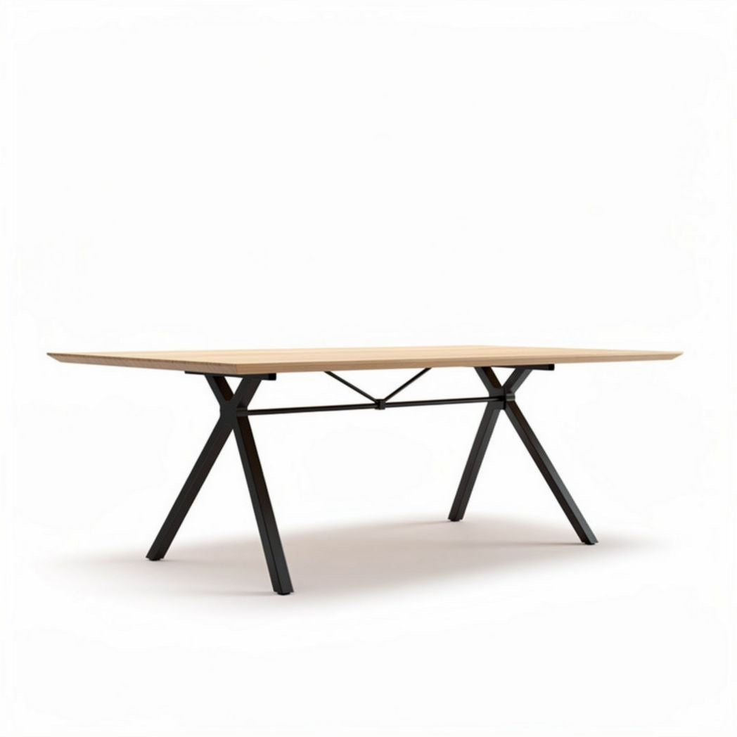 Rectangular wooden table with metal legs 200 x 100 x 75cm for dining or office use
