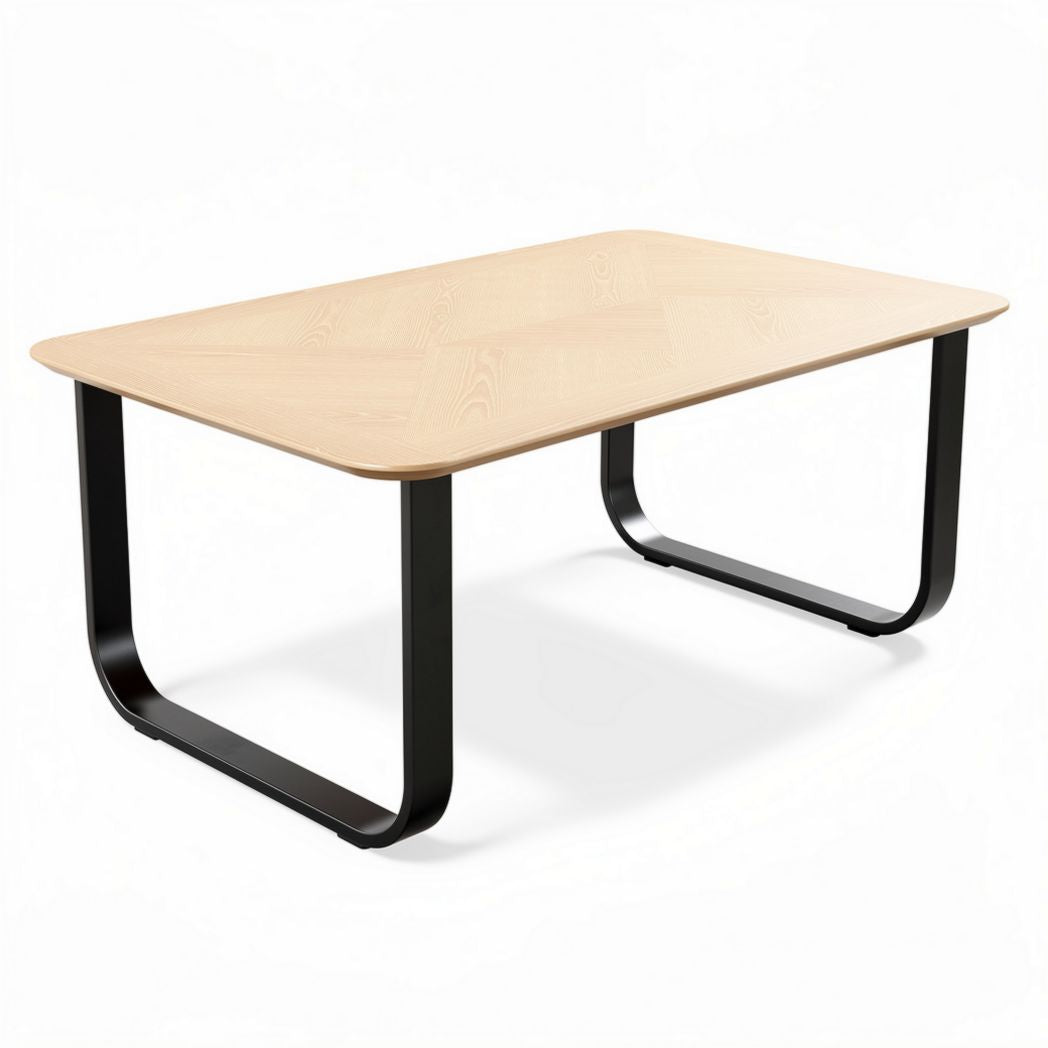 Rectangle dining table with wood top and metal legs 150 x 75 x 75cm