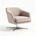 Swivel accent chair in beige fabric with stainless steel base 80 x 80 x 75cm