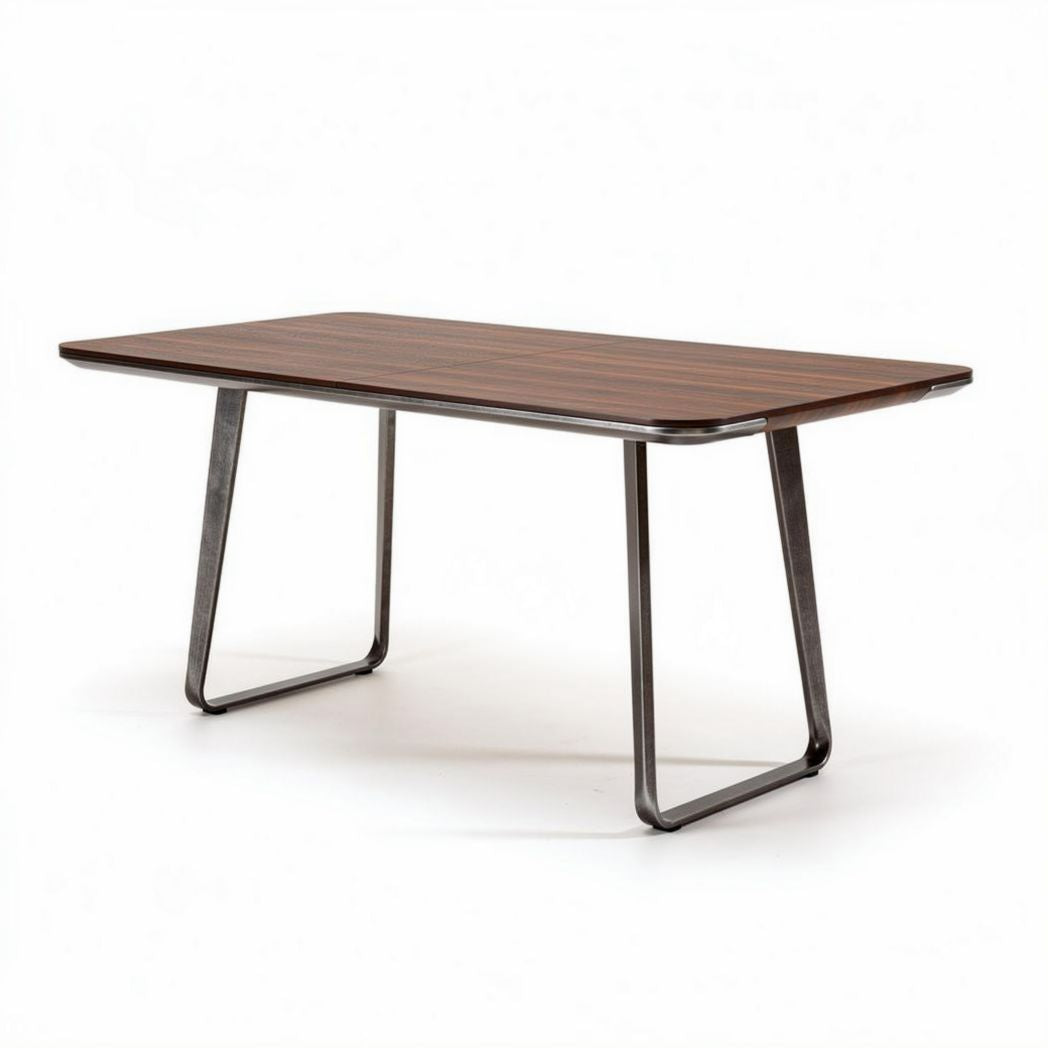 Wooden dining table with metal legs 150 x 80 x 75cm brown finish