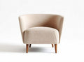 Fabric accent chair in beige with wood legs measures 70 x 70 x 70cm