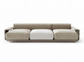 Modern three-seater sofa with fabric upholstery in beige and grey 215 x 90 x 80cm